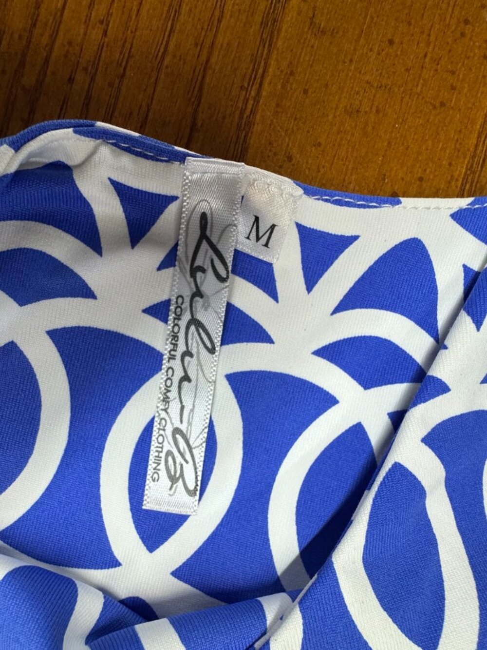 Lulu B Blue & White Geometric Tiered Ruffle Dress | Size M - Picture 2 of 7